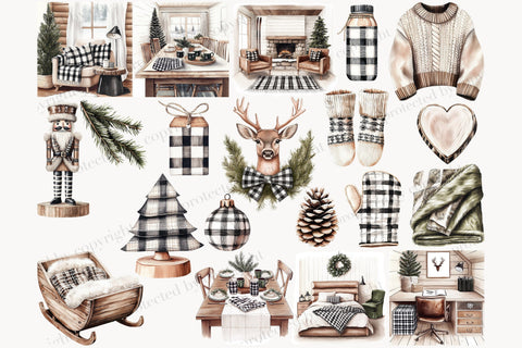 Winter Cabin Clipart | Rustic Christmas PNG | Farmhouse SVG GlamArtZhanna 
