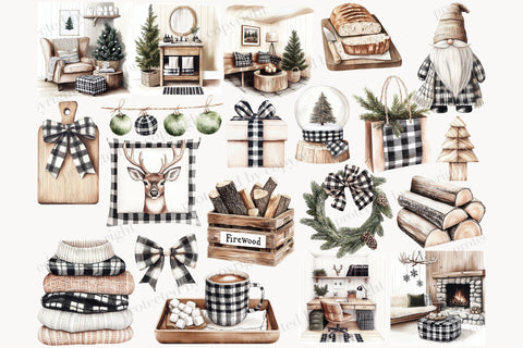 Winter Cabin Clipart | Rustic Christmas PNG | Farmhouse SVG GlamArtZhanna 