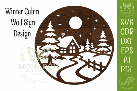 Winter Cabin SVG Snowy Forest Scene Christmas Decor Rustic SVG APInspireddesigns 