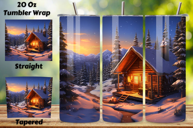 Winter Camping Scene Tumbler Wrap | Sublimation PNG design Sublimation FloridPrintables 
