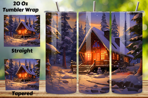 Winter Camping Tumbler Wrap | 20 oz skinny tumbler Wrap Sublimation FloridPrintables 