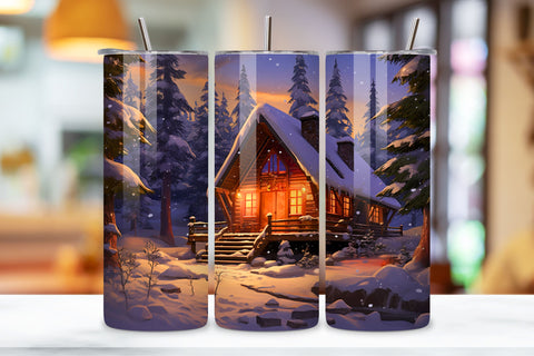 Winter Camping Tumbler Wrap | 20 oz skinny tumbler Wrap Sublimation FloridPrintables 