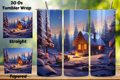 winter camping Tumbler Wrap | Sublimation PNG design Sublimation FloridPrintables 