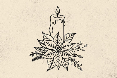 Winter Candle Svg, Christmas flower svg, Poinsettia svg, Floral Svg, Winter svg, Poinsettia flower, Christmas decor svg, Christmas ornaments SVG DesignDestine 