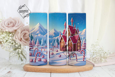 Winter Candy Castle Tumbler Wrap PNG Sublimation sassyprint 