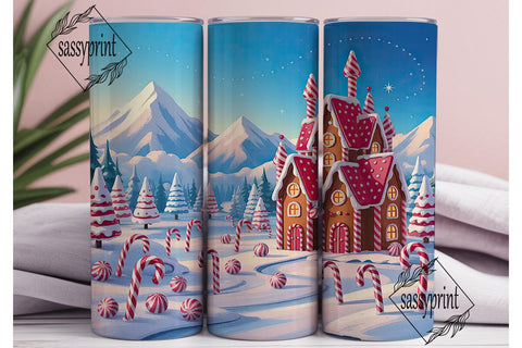 Winter Candy Castle Tumbler Wrap PNG Sublimation sassyprint 