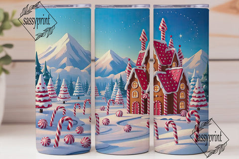 Winter Candy Castle Tumbler Wrap PNG Sublimation sassyprint 