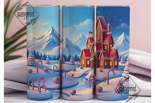 Winter Candy Castle Tumbler Wrap PNG Sublimation sassyprint 