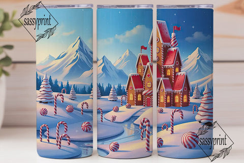 Winter Candy Castle Tumbler Wrap PNG Sublimation sassyprint 