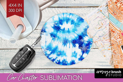 Winter Car Coaster PNG - Tie Dye Coaster Sublimatoin Sublimation OrangeBrushStudio 