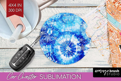 Winter Car Coaster PNG - Tie Dye Coaster Sublimatoin Sublimation OrangeBrushStudio 