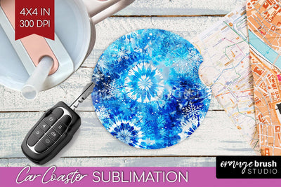 Winter Car Coaster PNG - Tie Dye Coaster Sublimatoin Sublimation OrangeBrushStudio 