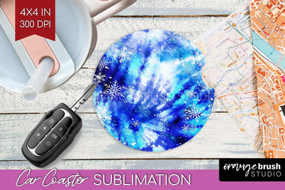 Winter Car Coaster PNG - Tie Dye Coaster Sublimatoin Sublimation OrangeBrushStudio 