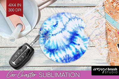 Winter Car Coaster PNG - Tie Dye Coaster Sublimatoin Sublimation OrangeBrushStudio 