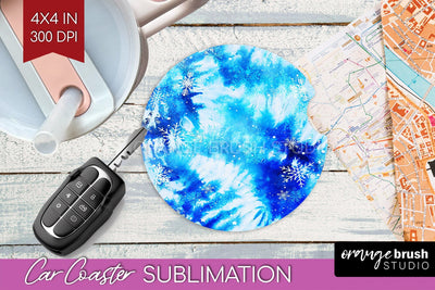 Winter Car Coaster PNG - Tie Dye Coaster Sublimatoin Sublimation OrangeBrushStudio 