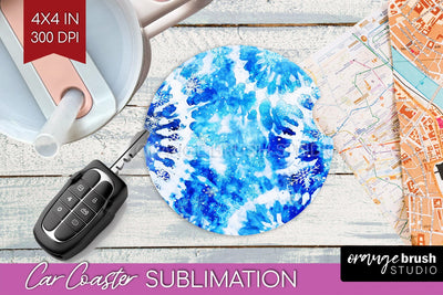 Winter Car Coaster PNG - Tie Dye Coaster Sublimatoin Sublimation OrangeBrushStudio 