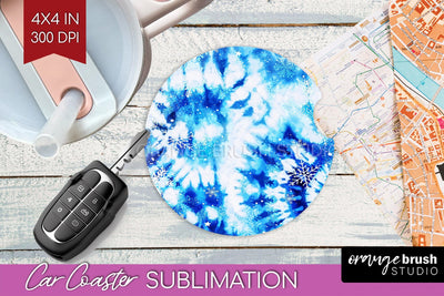 Winter Car Coaster PNG - Tie Dye Coaster Sublimatoin Sublimation OrangeBrushStudio 