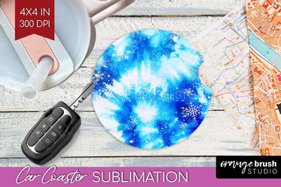Winter Car Coaster PNG - Tie Dye Coaster Sublimatoin Sublimation OrangeBrushStudio 