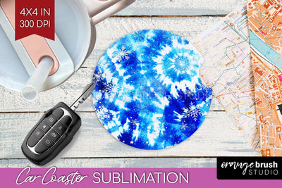 Winter Car Coaster PNG - Tie Dye Coaster Sublimatoin Sublimation OrangeBrushStudio 