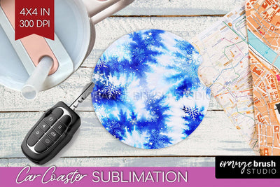 Winter Car Coaster PNG - Tie Dye Coaster Sublimatoin Sublimation OrangeBrushStudio 