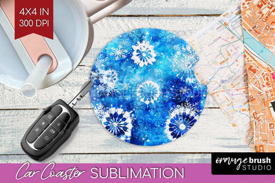 Winter Car Coaster PNG - Tie Dye Coaster Sublimatoin Sublimation OrangeBrushStudio 