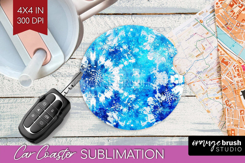 Winter Car Coaster PNG - Tie Dye Coaster Sublimatoin Sublimation OrangeBrushStudio 