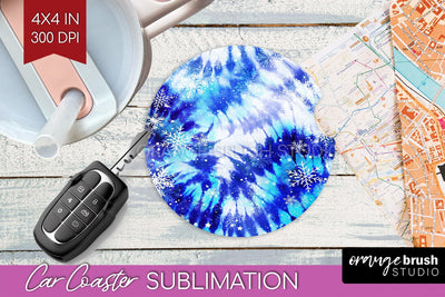 Winter Car Coaster PNG - Tie Dye Coaster Sublimatoin Sublimation OrangeBrushStudio 