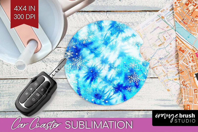Winter Car Coaster PNG - Tie Dye Coaster Sublimatoin Sublimation OrangeBrushStudio 