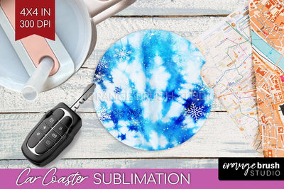 Winter Car Coaster PNG - Tie Dye Coaster Sublimatoin Sublimation OrangeBrushStudio 