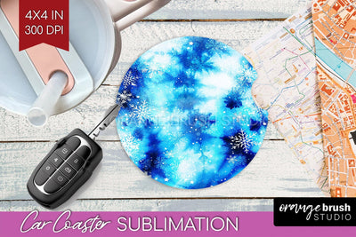 Winter Car Coaster PNG - Tie Dye Coaster Sublimatoin Sublimation OrangeBrushStudio 