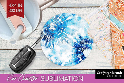 Winter Car Coaster PNG - Tie Dye Coaster Sublimatoin Sublimation OrangeBrushStudio 