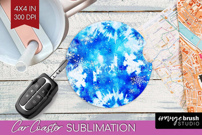 Winter Car Coaster PNG - Tie Dye Coaster Sublimatoin Sublimation OrangeBrushStudio 