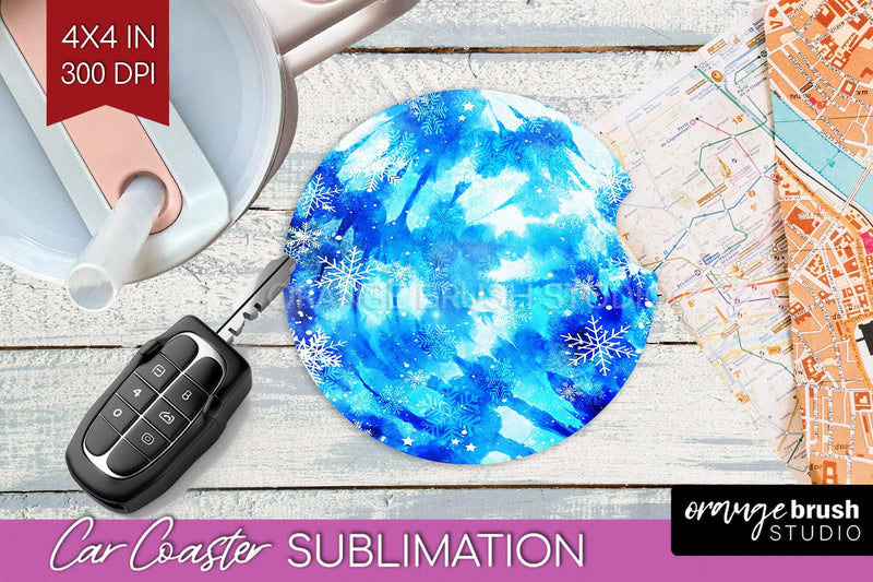 Winter Car Coaster PNG - Tie Dye Coaster Sublimatoin Sublimation OrangeBrushStudio 