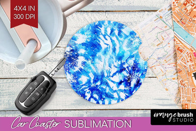 Winter Car Coaster PNG - Tie Dye Coaster Sublimatoin Sublimation OrangeBrushStudio 