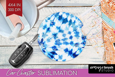 Winter Car Coaster PNG - Tie Dye Coaster Sublimatoin Sublimation OrangeBrushStudio 