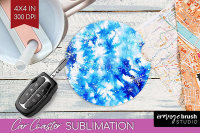 Winter Car Coaster PNG - Tie Dye Coaster Sublimatoin Sublimation OrangeBrushStudio 