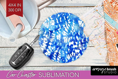 Winter Car Coaster PNG - Tie Dye Coaster Sublimatoin Sublimation OrangeBrushStudio 