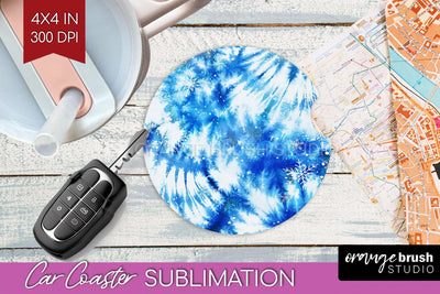Winter Car Coaster PNG - Tie Dye Coaster Sublimatoin Sublimation OrangeBrushStudio 