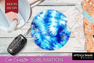 Winter Car Coaster PNG - Tie Dye Coaster Sublimatoin Sublimation OrangeBrushStudio 