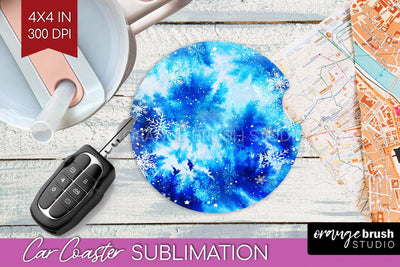 Winter Car Coaster PNG - Tie Dye Coaster Sublimatoin Sublimation OrangeBrushStudio 
