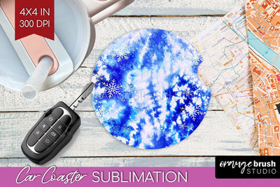 Winter Car Coaster PNG - Tie Dye Coaster Sublimatoin Sublimation OrangeBrushStudio 