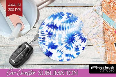 Winter Car Coaster PNG - Tie Dye Coaster Sublimatoin Sublimation OrangeBrushStudio 