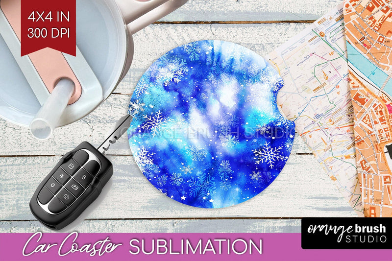Winter Car Coaster PNG - Tie Dye Coaster Sublimatoin Sublimation OrangeBrushStudio 