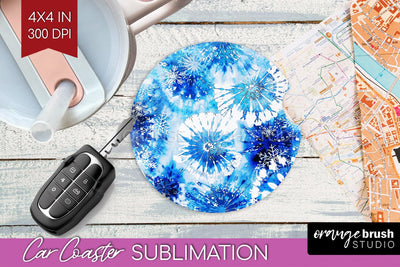 Winter Car Coaster PNG - Tie Dye Coaster Sublimatoin Sublimation OrangeBrushStudio 