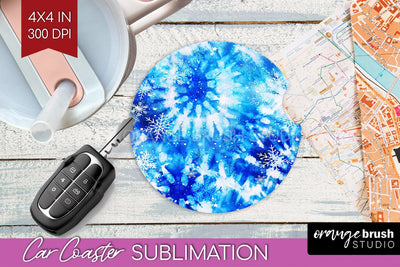 Winter Car Coaster PNG - Tie Dye Coaster Sublimatoin Sublimation OrangeBrushStudio 