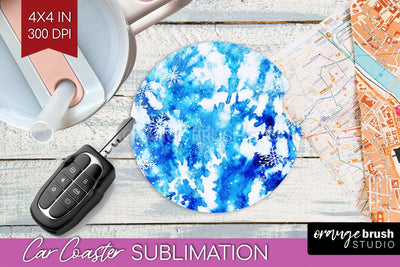 Winter Car Coaster PNG - Tie Dye Coaster Sublimatoin Sublimation OrangeBrushStudio 