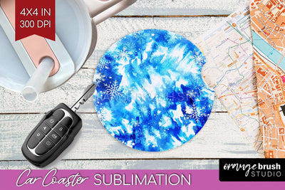 Winter Car Coaster PNG - Tie Dye Coaster Sublimatoin Sublimation OrangeBrushStudio 