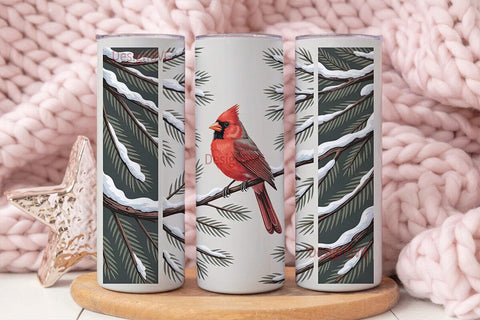 Winter Cardinal 20oz Tumbler Wrap Sublimation DesignSVG 