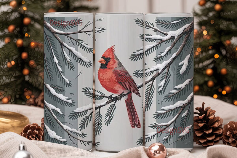 Winter Cardinal 20oz Tumbler Wrap Sublimation DesignSVG 