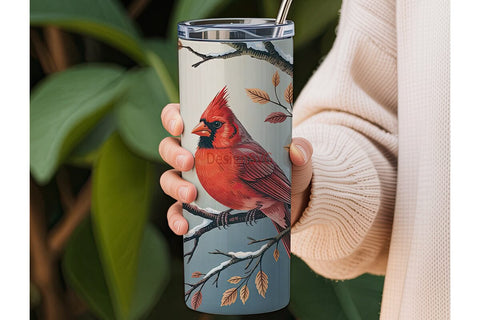 Winter Cardinal 20oz Tumbler Wrap Sublimation DesignSVG 